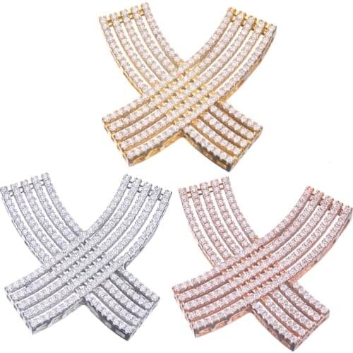 Silver Plated European Bracelets Connectors Letter X Micro Pave Zircon Charm Pendants Fashion Jewelry Making Findings