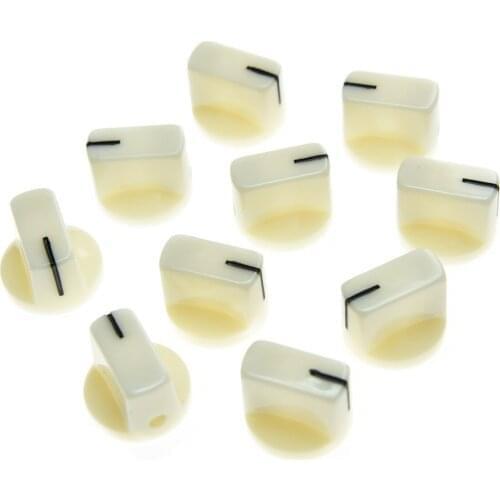 KAISH 10pcs White Davies Style 1/4" Guitar Effects Pedal Knobs AMP Amplifier Knob