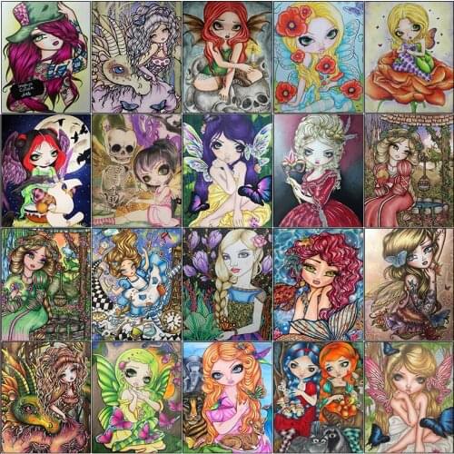 Full square cuadros 5d diamond painting kit Girl and animal princess dragon butterfly flower mosaic Cross stitch dirll drawing