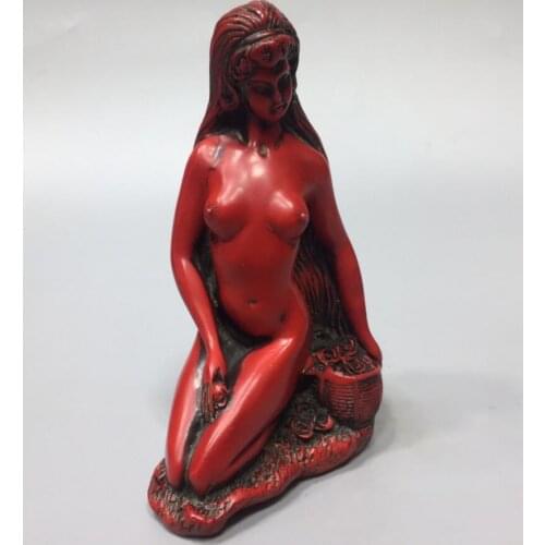 Chinese imitation red coral Beautiful woman crafts statue