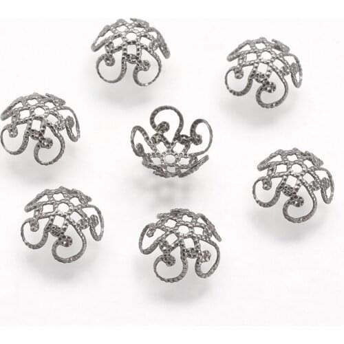 50pcs 10x4.5mm 304 Stainless Steel Metal Bead Caps 5-Petal Flower for Jewelry Findings Accessories