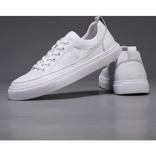 High-Quality Leather Shoes For Men Luxury Brand Casual And Comfortable Mens Shoes Lace-up Fashion Flat Shoes White Sneakers