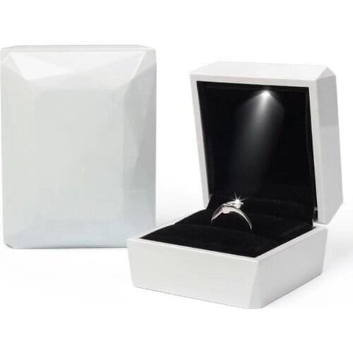Square LED Ring Box Jewelry Boxes And Packaging Earring Holder Luxurious Jewelry Display