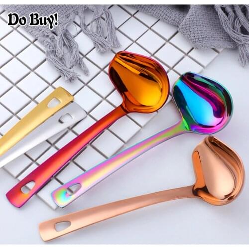 1 Pcs Stainless Steel Soup Sauce Spoon Small Soup Ladle Serving Spoon Creative Soup Porridge Sauce Spoon Delicate Cutlery