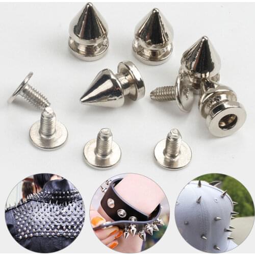 10 Sets Metal Punk Sharp Warhead Screw Rivets Studs DIY Crafts Leather Belt Watchband Head Rivets Spikes Decor Nail Buckles