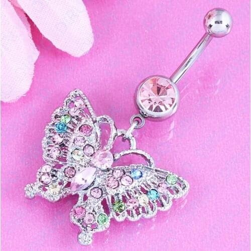 Lovely Hollow Butterfly Belly Button Ring Navel Stud Body Piercing Jewelry navel belly ring 316L Stainless steel