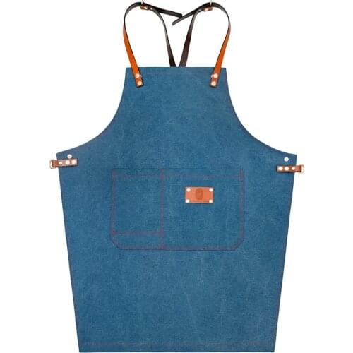 Canvas Korean fashion denim apron custom logo barista work clothes nail shop restaurant painting waiter