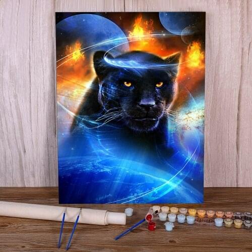 Animal Black Panther Coloring By Numbers Painting Set Acrylic Paints 50*70 Boards By Numbers Home Decoration Wholesale