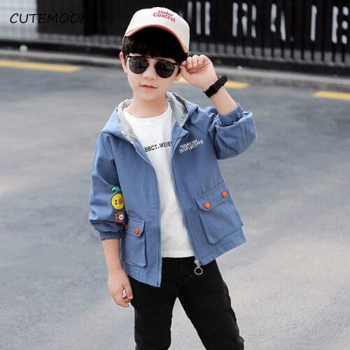 2021 New Children Coats Boys Spring Autumn Cartoon Cartoon Print Windbreaker Kids Hooded Tops Girls Jacket 2-7 Years