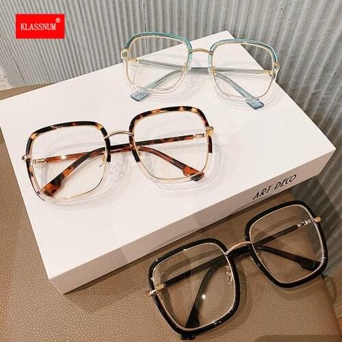 Square Anti-blue Light Eyeglasses For Women Alloy Leopard Oversize Computer Myopia Green Clear Print Glasses Frame Female Shades