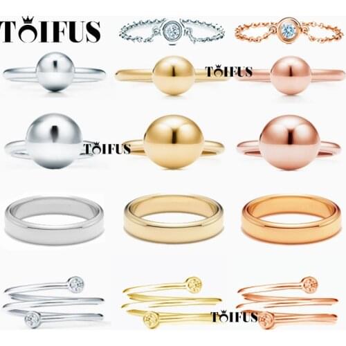 Tif New Style 925 Sterling Silver Round Ball Ring With Original Logo China Factory Wholesale