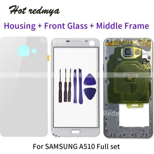 Full Housing Middle Frame For Samsung A7 2016 A710 LCD Front GLASS+Housing Double Metal Middle Frame+Back Glass Battery Cover