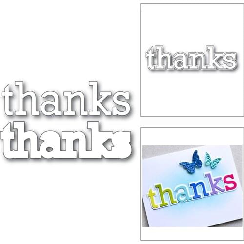 New Thanks Shadow Word Arial Script 2020 Metal Cutting Dies for DIY Scrapbooking and Card Making Decor Embossing Craft No Stamps