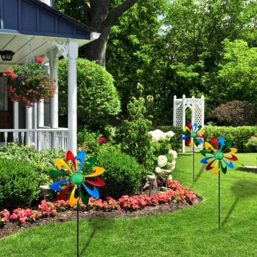 Durable Practical Colorful Design Windmill Stake Removable Garden Windmill Sturdy for Yard