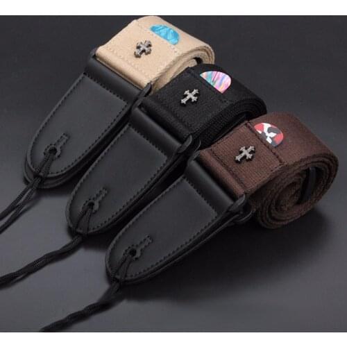 Electric Guitar Strap Acoustic Folk Guitarra Belt Straps Vintage Cross Personality Guitar Straps with Pick Pocket