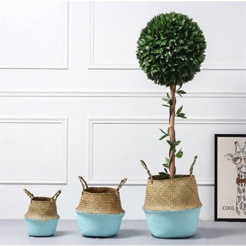 Hand-woven Storage Baskets Seagrass Laundry Belly Baskets Rattan Toys Sundries Container Wicker Flower Pot Clothes Organization