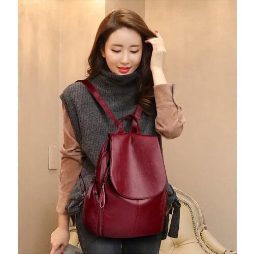 2020 Hot-Selling Fashion Popular Korean Fashion Trend Youth Pu Leather Casual All-Match Backpack Simple Waterproof Atmosphere