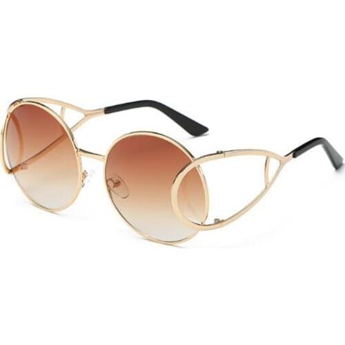 Hollow out arm Metal Round Sunglasses Women Men Classci Brand Designer Gradient Shades Unique personality Glasses Street Shades