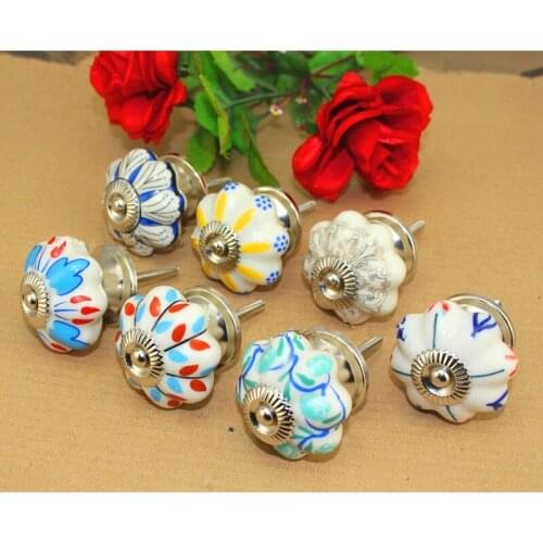 Vintage Pumpkin Cabinet Knobs European Furniture Handles Ceramic Door Knob Drawer Cupboard Kitchen Pull Knobs,40*25mm,2Pcs