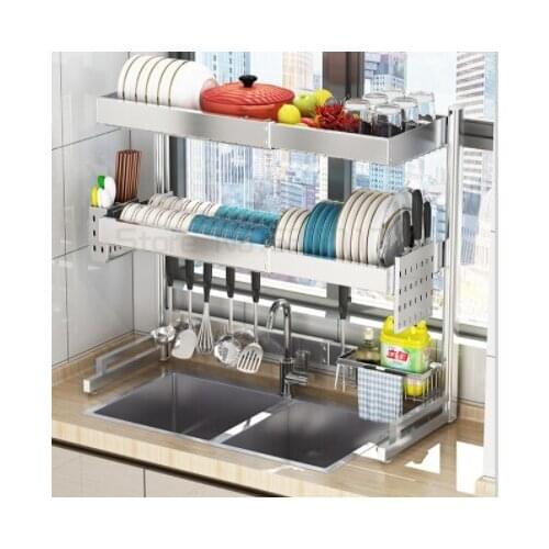 Retractable 304 stainless steel kitchen sink storage rack bowl rack chopsticks drain rack dishwasher storage rack