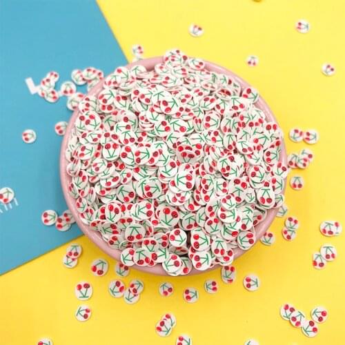 100g Kawaii Cherry Round Slice Hot Clay Sprinkles for Crafts Making Polymer Clay Crystal Mud Material DIY Nail Art Decoration