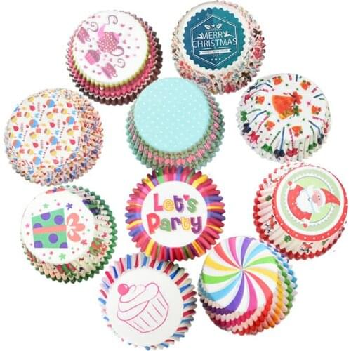 100pcs/set Muffin Cupcake Paper Cups Cake Forms Cupcake Liner for Wedding Christmas Party Baking Tray Cake Mold Decorating Tools
