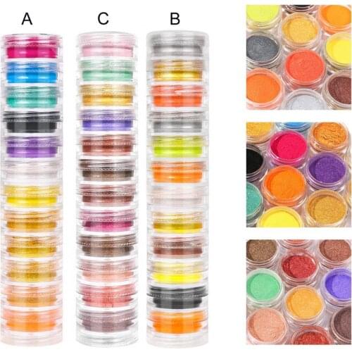 12Boxes Manicure Fluorescent Decoration Delicate Non-caking High Color Rendering Nail Art Makeup Fluorescent Powder for Girl