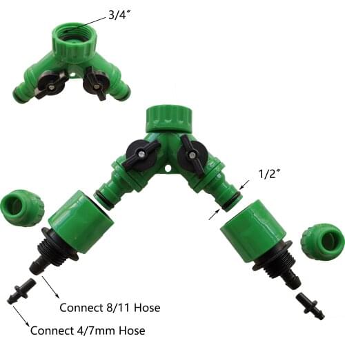 2 Way Connector Adaptor with Quick Connector 1/2 Inch Garden Irrigation 2 Way Splitter Connector Water Hose Quick Adaptor Garde