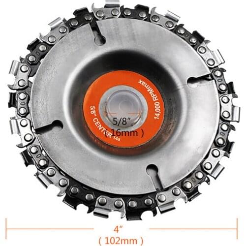 4 inch Wood Carving Disc Cut Chain 22 Tooth Grinder Disc Fine Chainsaw Set with Chains for 100/115 Angle Grinder Wooking Tools