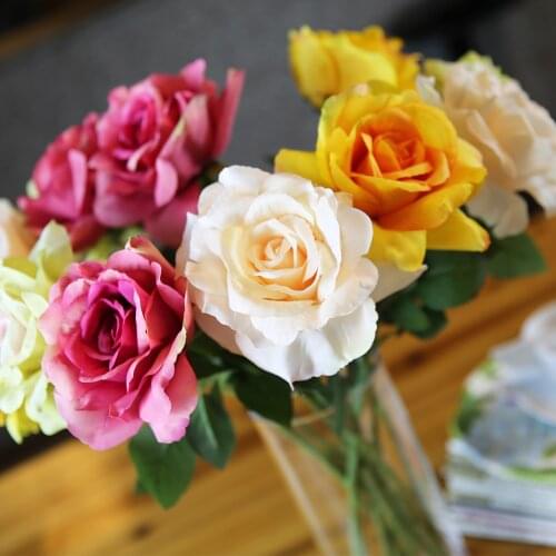 56cm Artificial Roses Branch Flowers Wedding Home Decoration Colorful Fabric Fake Florals Mothers Day Crafts Gifts Party Decor