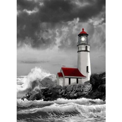 5D Diy Diamond Painting Scenic lighthouse Diamond Mosaic Full Square/round Diamond Embroidery Sale crystal home decoration TY812