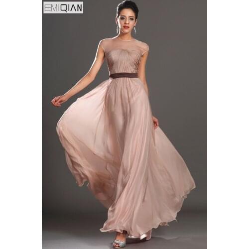 Free Shipping New Fabulous Cap Sleeve vening Dress with Black Sash
