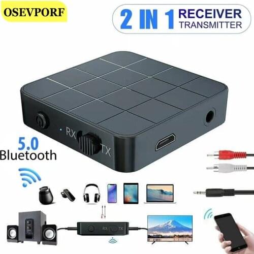 Bluetooth5.0 Wireless Audio Transmitter Receiver 2 IN 1 HiFi Adapter RCA Jack Aux Stable Connectivity for TV PC Mp3 Car Speakers