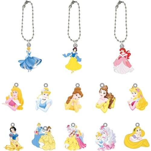 Disney Creative Design Keychain Cinderella Princess Arlo Princess Ariel Theme Acrylic Doll Keychain Boys And Girls Jewelry