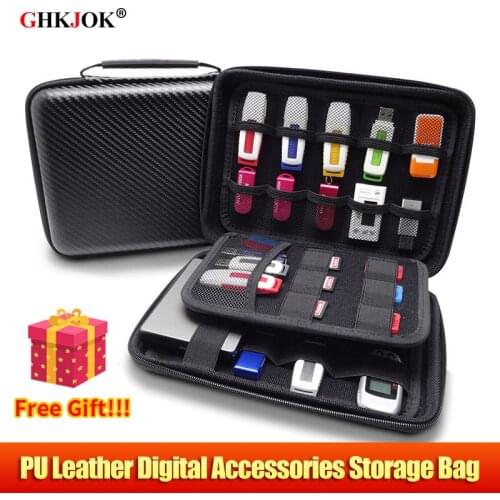 Big Size PU Leather Travel Carry Case for Games Accessories Power Bank HDD Cable USB Flash Drive Memory Card Organizer Boxes