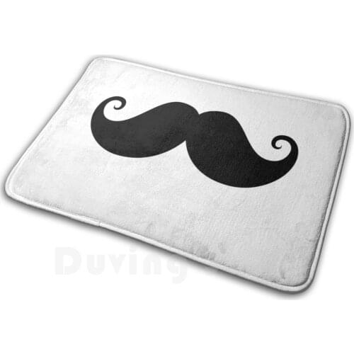 Black Handlebar Mustache Mat Rug Carpet Anti-Slip Floor Mats Bedroom Funny Mustache Moustache Stache Mustaches Moustaches