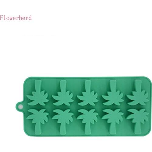 Soap Making Tools 10-hole Coconut Tree Chocolate Mold Silicone Fondant Cake Mold Coconut Biscuit Ice Cube Handmade Soap Mold