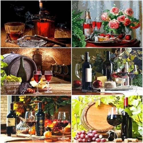 GATYZTORY Painting By Number Red Wine Fruit Drawing On Canvas HandPainted Painting Art Gift DIY Pictures By Number Kits Home Dec