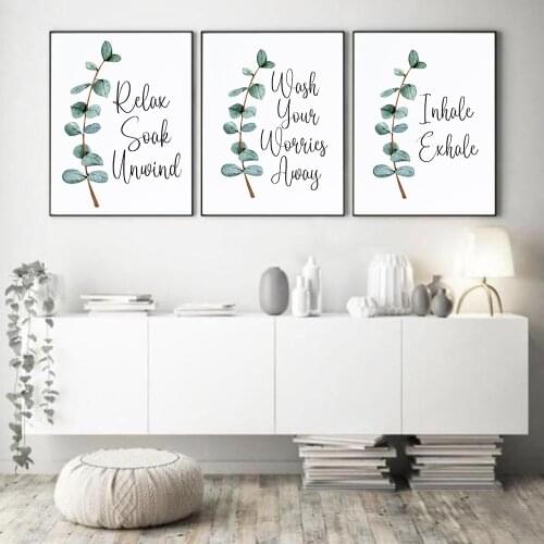 Inhale Exhale canvas Posters and Prints Toilet Quote Modular Botanical Wall Art Wall Pictures For Bathroom Home Canvas Painting