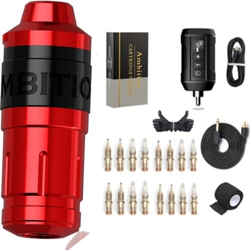 2021 New Arrival Ambition Storm Rotary Tattoo Machine Pen Brush Coreless Motor Mini Wireless Power Cartridge Needle Kit