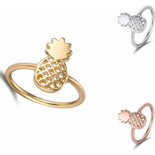 Oly2u 2017 New Fashion Cute Pineapple Rings Simple Funny Outline Fruit Rings Lovely Ananas Rings for Women Party Gift -R142