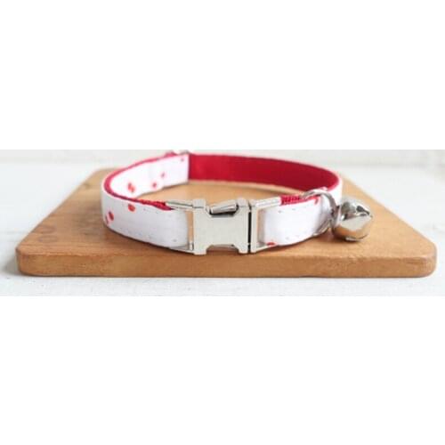 Pet Small Dog Collar THE RED INK Adjustable Cat Nameplate ID 2 Sizes Poly Satin And Nylon Cat Collar Sash Small Bell