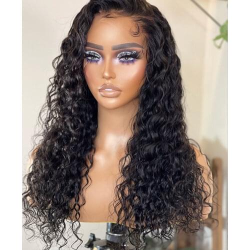 Synthetic Fiber Wigs Lace Front Middle Part Wig 18-26'' Long Fluffy Kinky Curly Hair For Afro African Women Classical Hairstyle