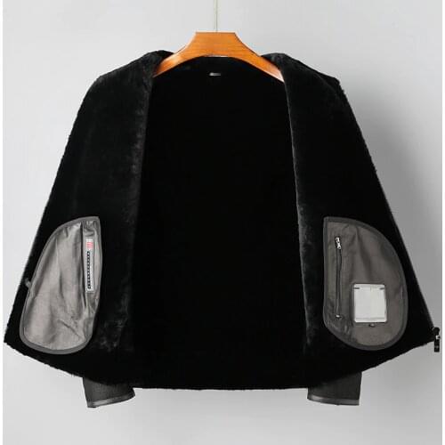 Authentic Shearling Mens Genuine Leather Real Fur Jacket Style Sheepskin Lapel Coat Clothing