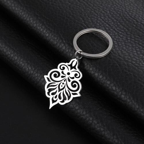 Skyrim Vintage Flower Filigre Charm Key Chains Finder Women Stainless Steel Key Ring Holder Keychain Keyrings Pendant For to Bag