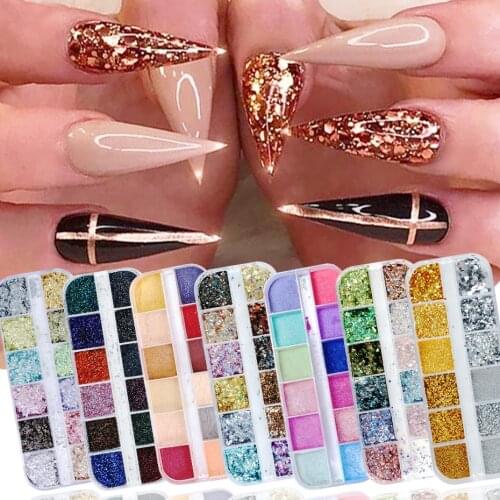 Holographic Nail Glitter Flakes 3D Chameleon Mermaid Chrome Pigment Mirror Dust Dipping Powder Sequin Nail Art Decoration SA1585