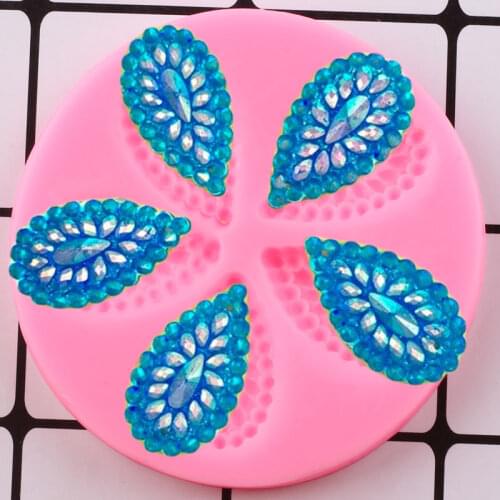 Teardrop Jeweled Silicone Molds DIY Water Drop Cupcake Topper Fondant Cake Decorating Tools Candy Clay Chocolate Gumpaste Moulds