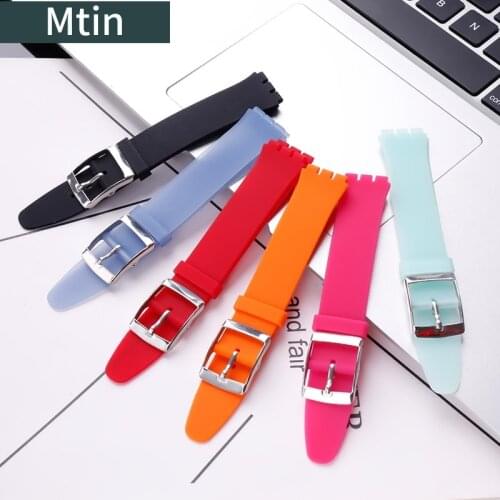 Silicone strap pin buckle watch accessories For Swatch skin thin SFK360 361 397outdoor sports wristband ladies children bracelet