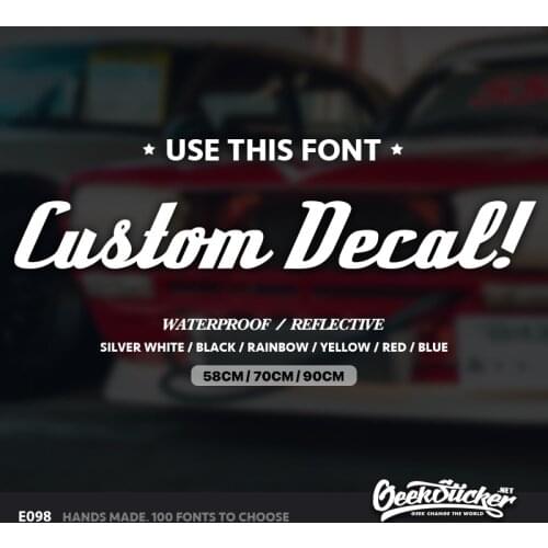 Geeksticker Custom Retro Car Stickers Styling JDM Sticker CUSTOM TEXT Script Front Windshield Graphic Vinyl Decal Stickers