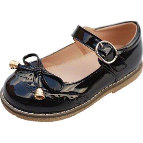 Genuine Leather girls shoes 2021new children princess shoes girls students dance performance shoes kids Bowknot breathable flats